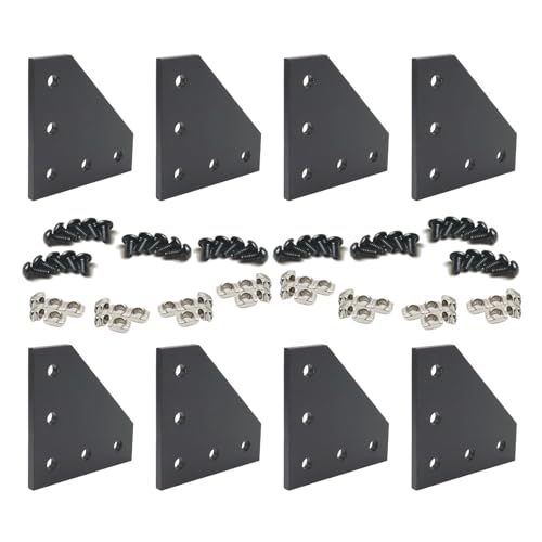 8 Sets 2020 Aluminum Extrusion Profile Hardware V T Slot L Brackets - style: 8Pcs L Type Bracket with Bolt Nut