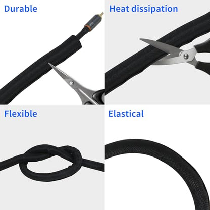 Split Wire Loom, 20ft Automotive Cable Protector Sleeve, Flexible Braided Cable Sleeves High Temperature Cable Management (Black, 1") - color: Black, size: 1"
