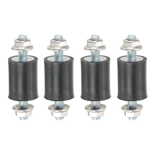 PATIKIL M5 15x20mm Rubber Isolator Mounts, 4 Pcs Rubber Studs Shock Absorber Anti-Vibration Isolation Damping Mounts with Lock Nuts for Motor, Air Compressor, Engines (44mm Height) - size: M5-15x20x44mm