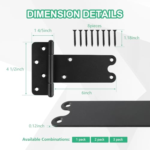 6“ Gate Hinges,280 Lbs Capacity, Matte Black,4 Pack Heavy Duty Hinge - size: 6“-4 pcs-U-Matte Black