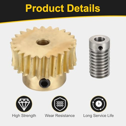 uxcell Worm Gear Set 25T 1:25 Reduction Rate1045 Steel Rod 8mm Bore - size: Gear-4mm, Rod-8mm Bore, style: 0.8M-25T