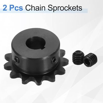 uxcell 2 Pcs #35 Chain Roller Sprocket 1/2" Bore, 13 Tooth C45 Carbon Steel ANSI #35 Roller Sprocket Round Hole with Set Screws for ISO 06C Chain - size: 1/2" Bore 13 Tooth (#35 Chain)