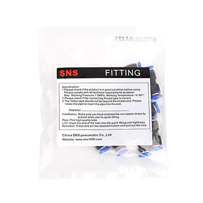 SNS 5/32" Tube OD Plastic Straight Union Pipe Tube Fitting Straight Pneumatic Connector(10 PCS) SPU-5/32 - size: SPU-5/32