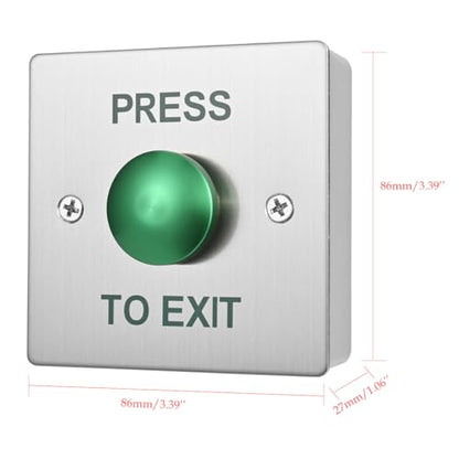 Push to Exit Button for Door Access Control Big Press Button Waterproof Stainless Steel Shell with Back Mounted Box NO/COM Output - color: 3.4''x3.4'' with Box