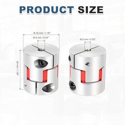 MECCANIXITY 5mm-6mm Aluminium Plum Flexible Shaft Coupling w Hex Wrench - size: 5mm to 6mm