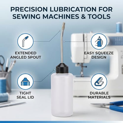 HEEPDD Sewing Machine Oil Dispenser Bottle, Precision Angled Spout Lubricating Squeeze Oiler for Household Industrial Machines Plastic 120ML 1 Pack