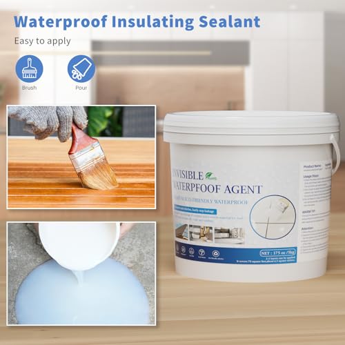 Transparent Waterproof Coating 175 Oz (5 KG), Invisible Waterproof Agent, Water-Based Repairing Leak Water Proof Glue, Indoor & Outdoor Liquid Sealant - size: 175 OZ