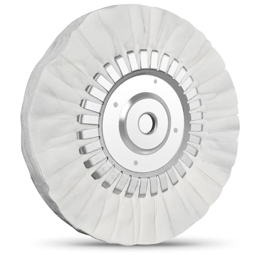 8" Fine White Airway Buffing Wheel with 5/8" Arbor Flange-Free Hub, Flange-Free, Cotton Polishing Wheel for Aluminum Truck Wheels, Rims, Chrome, Stainless Steel – Final Mirror Finish - size: 1 PC Fine Polishing Wheel