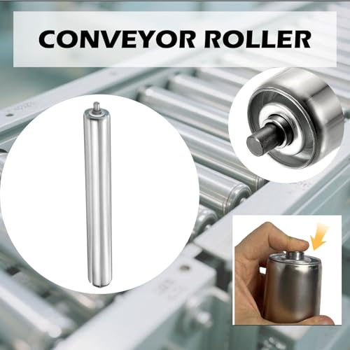 Conveyor Roller 2" Diameter 16" Length, Stainless Steel Gravity Transmission Replacement Part Galvanized End, Silver