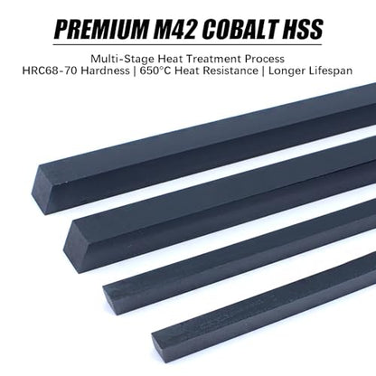 2Pcs M42 Cobalt HSS Square Bar 0.78" x 0.78" x 7.8", HRC68-70 for Stainless Steel/High-Carbon Cutting, Precision Ground, Extreme Red-Hardness Tool Blank, Heat Resistant to 650°C - color: M42 Cobalt Hss Bar, size: 0.78" x 0.78" x 7.8" (20mm x 20mm x 200mm)
