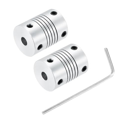 uxcell 2Pcs 4mm to 5mm Aluminum Alloy Shaft Coupling L25xD19 Flexible Coupler Beam for 3D Printer CNC Machine DIY Encoders and Motors Shaft,Silver - size: 4mm to 5mm
