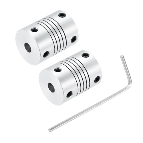 uxcell 2Pcs 4mm to 5mm Aluminum Alloy Shaft Coupling L25xD19 Flexible Coupler Beam for 3D Printer CNC Machine DIY Encoders and Motors Shaft,Silver - size: 4mm to 5mm