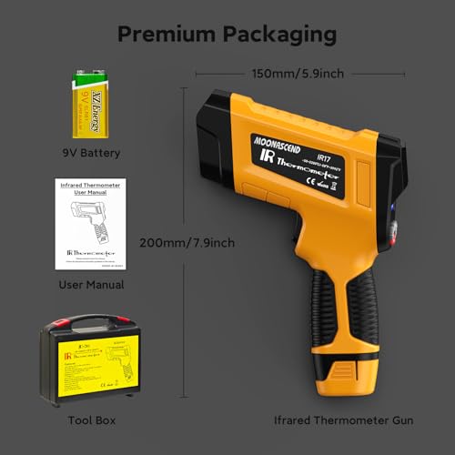 3992°F Infrared Thermometer，Triple Laser，50:1 for Kiln Forge - color: Yellow 3992°F