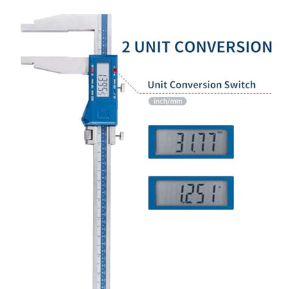 Dasqua 0-24"/600mm Heavy Duty Long Jaw Absolute Origin Digital Caliper, IP54 Stainless Steel Electronic Measuring Tool, in/mm Conversion, Accurary ±0.002"/0.05mm, Resolution 0.0005"/0.01mm - size: Heavy Duty 24"