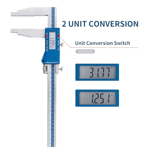 Dasqua 0-24"/600mm Heavy Duty Long Jaw Absolute Origin Digital Caliper, IP54 Stainless Steel Electronic Measuring Tool, in/mm Conversion, Accurary ±0.002"/0.05mm, Resolution 0.0005"/0.01mm - size: Heavy Duty 24"