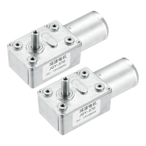 MECCANIXITY 2 Pcs DC 12V 2 RPM Reversible Worm Geared Motor Reducer Motor 6mm D Shape Shaft High Torque Gear Box Reduction Electric Motor for Sweepers, Printers, Ovens - style: 2 RPM