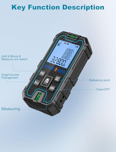 Laser Measuring Tool 165 Feet, RockSeed Portable Laser Measure, Digital Distance Measurement with 2 Bubble Levels, Laser Tape Measure with 5 Units Conversion - color: Deep Blue