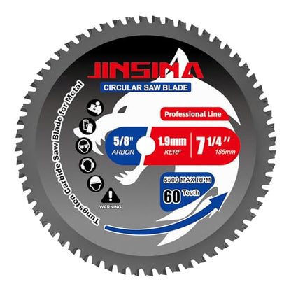 7-1/4" Circular Saw Blade, TCT Metal Cutting Saw Blades with 60T - size: 7-1/4 Inch 60T