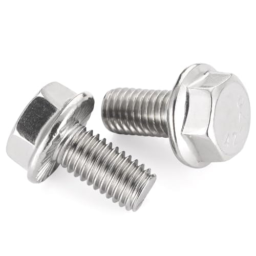 1/4-20 x 1/2" Flange Hex Head Bolts, Stainless Steel 304, Fully Threaded, 25 PCS - color: Silver, size: 1/4-20 x 1/2"