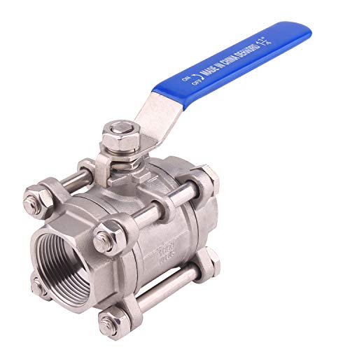DERNORD Ball Valve NPT Threaded - Stainless Steel 304 Female 3 Piece Full Port (1.25" NPT Female) - size: 1.25" NPT Female