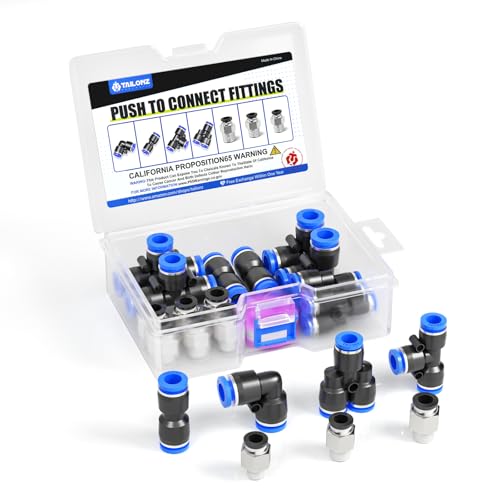 TAILONZ 1/4" Push to Connect Fittings Kit 14Pcs - color: Blue, size: 1/4"OD/14PCS