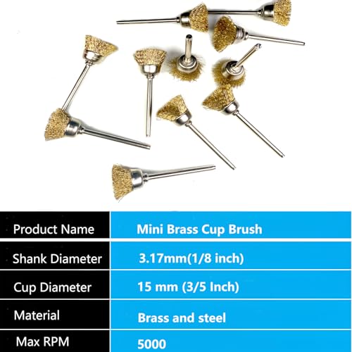 20pcs Brass Wire Brush Set , Cup Wire Brush Wheel Rust Polishing Kit ,1/8" Shank Compatible with Most Rotary Tool - color: Cup Brush