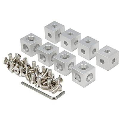 8PCS Silver Corner Bracket Cube (20x20x20mm) for 6mm Slot Aluminum Extrusion Profile 2020 Series (Cube Corner-Silver-8PCS) - style: Cube Corner-Silver-8PCS