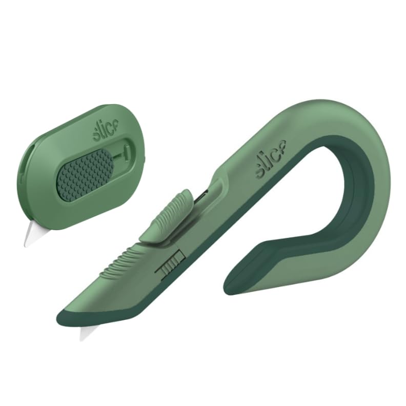 Slice Box Cutter, Heavy Duty Utility Knife, Safe Ceramic Blade Lasting 11x Longer than Metal, Sage, Combo Pack - color: Sage, size: Combo Pack