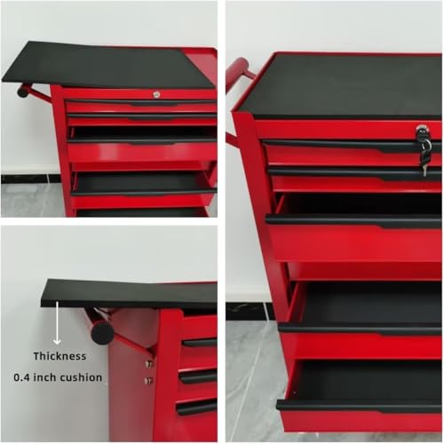7-Drawer Toolbox with Wheels, Rolling Toolbox - color: Red-7