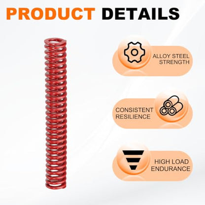 HARFINGTON 6pcs Die Spring 1/2" OD x 3.5" Free Length SMH2014, Red - size: 1/2" OD x 3.5" Free Length