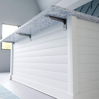 Ekena Millwork BKTM02X06X03EBPWH Steel Bracket Embrey, 2" W x 6" D x 3 3/4" H, White Primer - color: White Primer (Paintable), size: 2-in. W x 6-in. D x 3.75-in. H