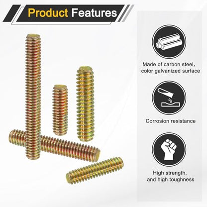 uxcell 16 Pack Fully All Threaded Rod 5/16" Thread, 1-1/4" Length, Thread Screw Threaded Rod Screw Sofa Foot Screw Bolt for Chair Furniture Mounting Assembly Fastening - size: 1-1/4"