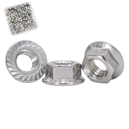 M4x0.7 Flange Nut,100 Pack,304 Stainless Steel Hex Serrated Flange Lock Nut - size: M4x0.7mm, 100 pcs