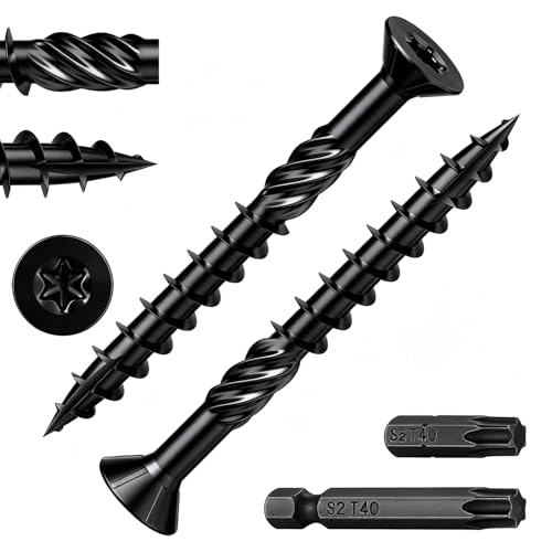Wensilon 5/16 * 3" Black Deck Screws 48pcs 2lbs 8x75mm Lag Screws - color: Black, size: 5/16*3"