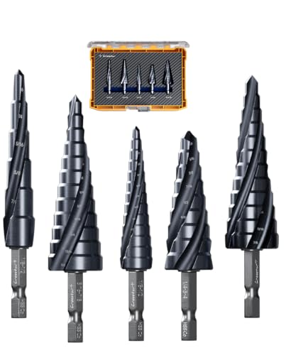 Crosstar 5Pc M35 Cobalt Step Drill Bit Set,1/8"-7/8",1/4" Hex Shank Unibit - size: 5pcs set