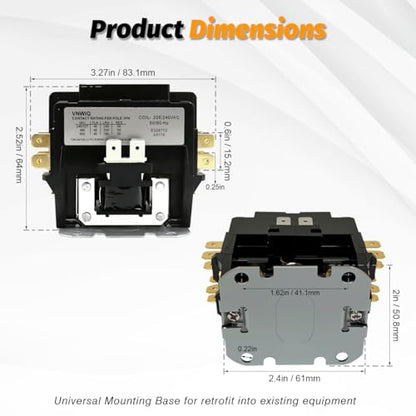 DP402402 Contactor Double Two Pole 40 FLA 50 RLA 240Volt Coil A/C Contactor