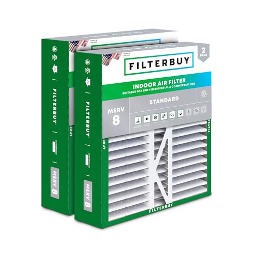 Filterbuy 16x22x5 Air Filter MERV 8 Dust & Allergy Defense (2-Pack) - size: 16x22x5