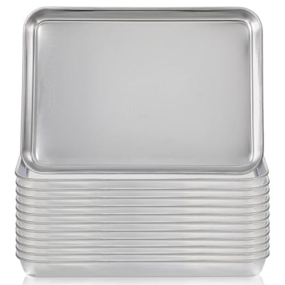 12 Pack Stainless Steel Plates, Metal Food Tray Plate, Small Baking Sheets for Oven, Food Safe Smooth Polished for Adults, Picky Eaters, Campers, Hand Project (8.3''L x 5.8''W)