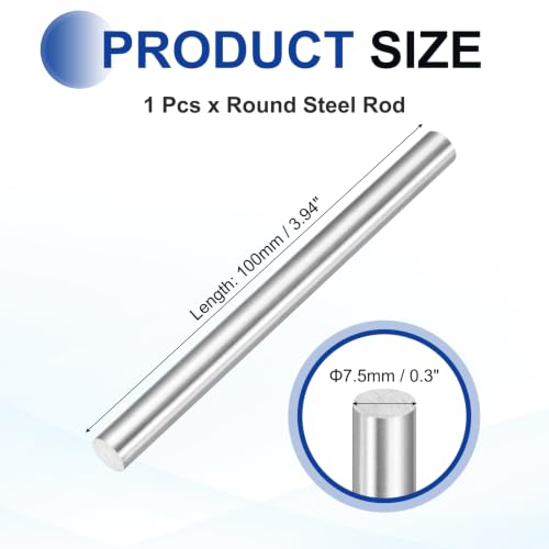 MECCANIXITY Round Steel Rod 7.5mmx100mm Lathe Bar Stock Tool Metal Dowel - size: 7.5mm x 100mm