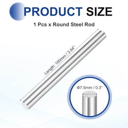 MECCANIXITY Round Steel Rod 7.5mmx100mm Lathe Bar Stock Tool Metal Dowel - size: 7.5mm x 100mm