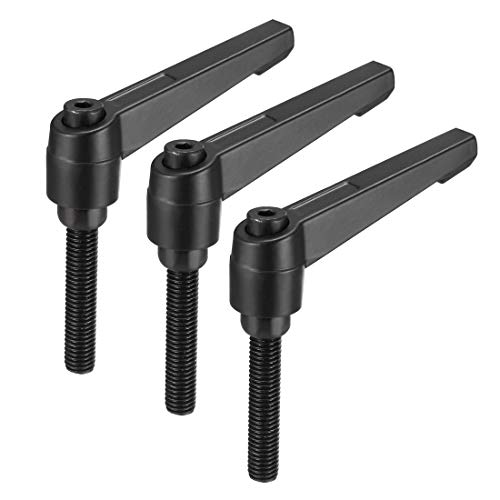 uxcell M8 x 40mm Handle Adjustable Clamping Lever Thread Push Button Ratchet Male Threaded Stud Knobs Locking Rotating Screw Handles Quick Release Bolt Black 3pcs - size: M8x40mm