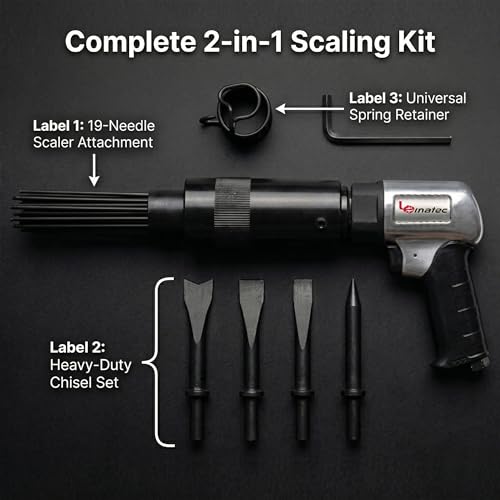 LE LEMATEC Pneumatic Needle Scaler for Rust, Paint & Weld Slag Removal