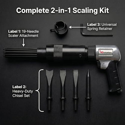 LE LEMATEC Pneumatic Needle Scaler for Rust, Paint & Weld Slag Removal