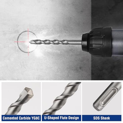 WORKPRO 16-Piece SDS-Plus Rotary Hammer Drill Bit & Chisel Set - size: 16-Piece