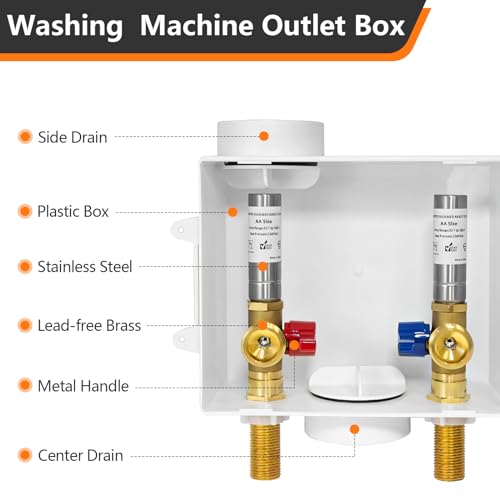 HeSun Washing Machine Outlet Box, 1/2"MIP(Sweat) x 3/4"MHT Outlet(WM006-1) - size: Washing Machine Box W/ SS Arrestor, style: Sweat MIP