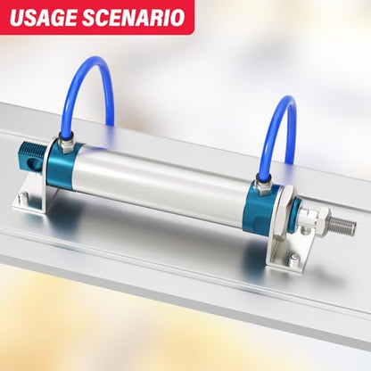 Double-Acting Pneumatic Cylinder (25mm Bore x 75mm Stroke) with Y Connector and Fittings MAL25x75 - size: 25mm Bore 75mm Stroke