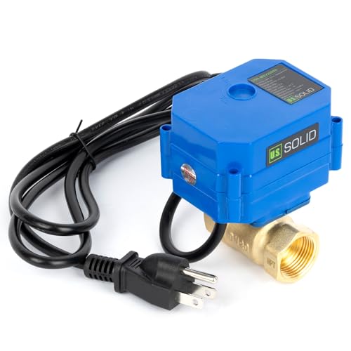 U.S. Solid 3/4" NPT Motorized Ball Valve with US Plug 110VAC Brass Electrical Ball Valve,Auto Return, Normally Closed, IP65 - size: 3/4 inch, style: Brass(IP 65)