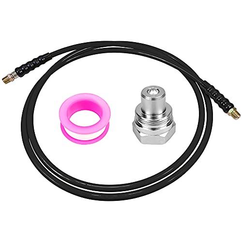 AMZCNC 6' 10000psi High Pressure Hydraulic Hose CH-604 Coupler 3/8" Thread Hydraulic Hose Assembly,1/4" ID x 6 ft (BLACK, 6' 10000 PSI 3/8") - color: Black, size: 6' 10000 PSI 3/8"