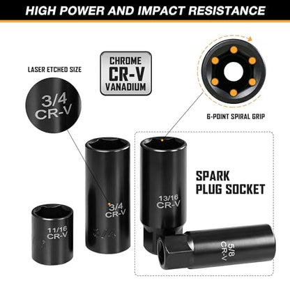 110-Piece Metric 3/8" Drive Impact Socket Set and SAE CR-V Sockets