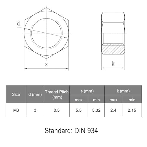 VGBUY 300pcs M3-0.5 Hex Nuts, Tiny Small M3 Nut, 304 Stainless Steel 18-8 External Hex nut M3x0.5, Metric Hex Machine Screw Nuts Hardware Nuts VG01312 - size: M3-0.5(300pcs)